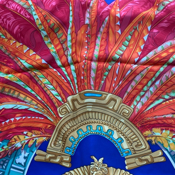 Hermes Mexican South American native Indian Mayan Aztec print silk Carre scarf - Picture 4 of 8